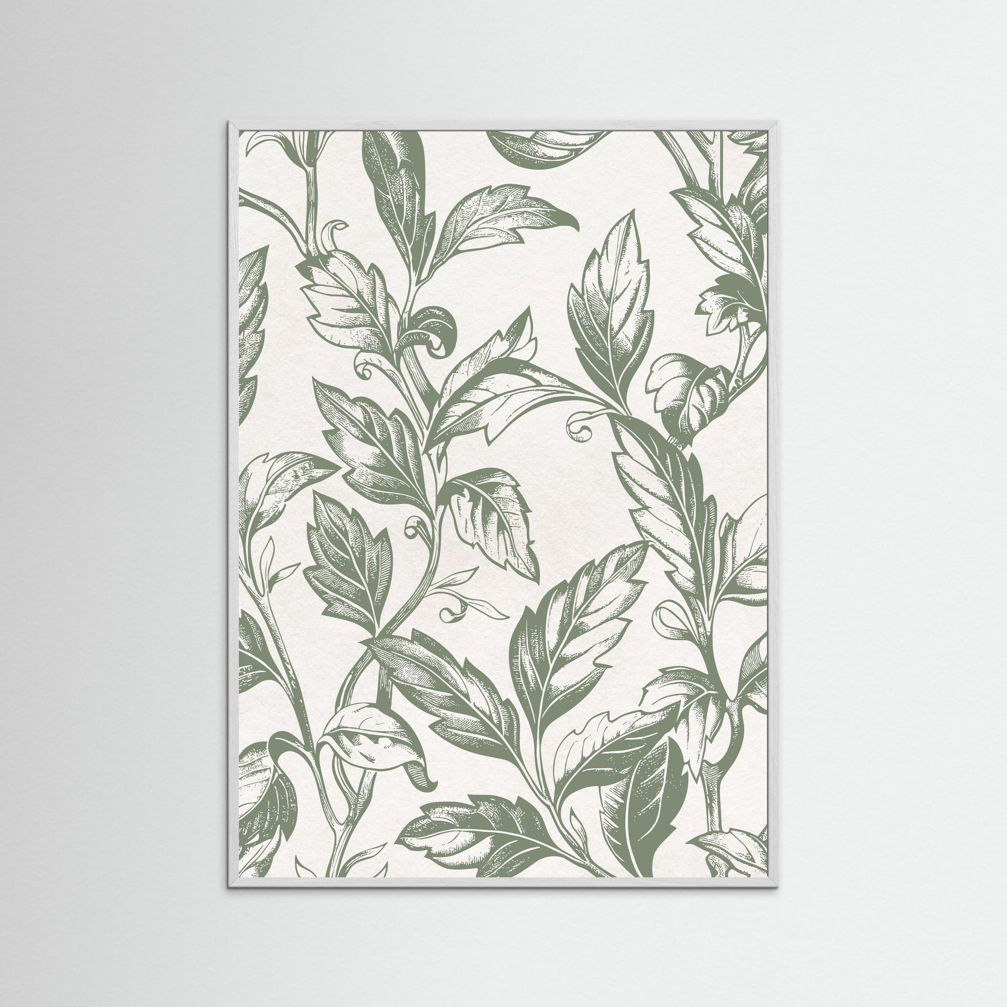 Botanical Green Leaves Art | Nursery &amp; Kids Room Wall Art White Wood