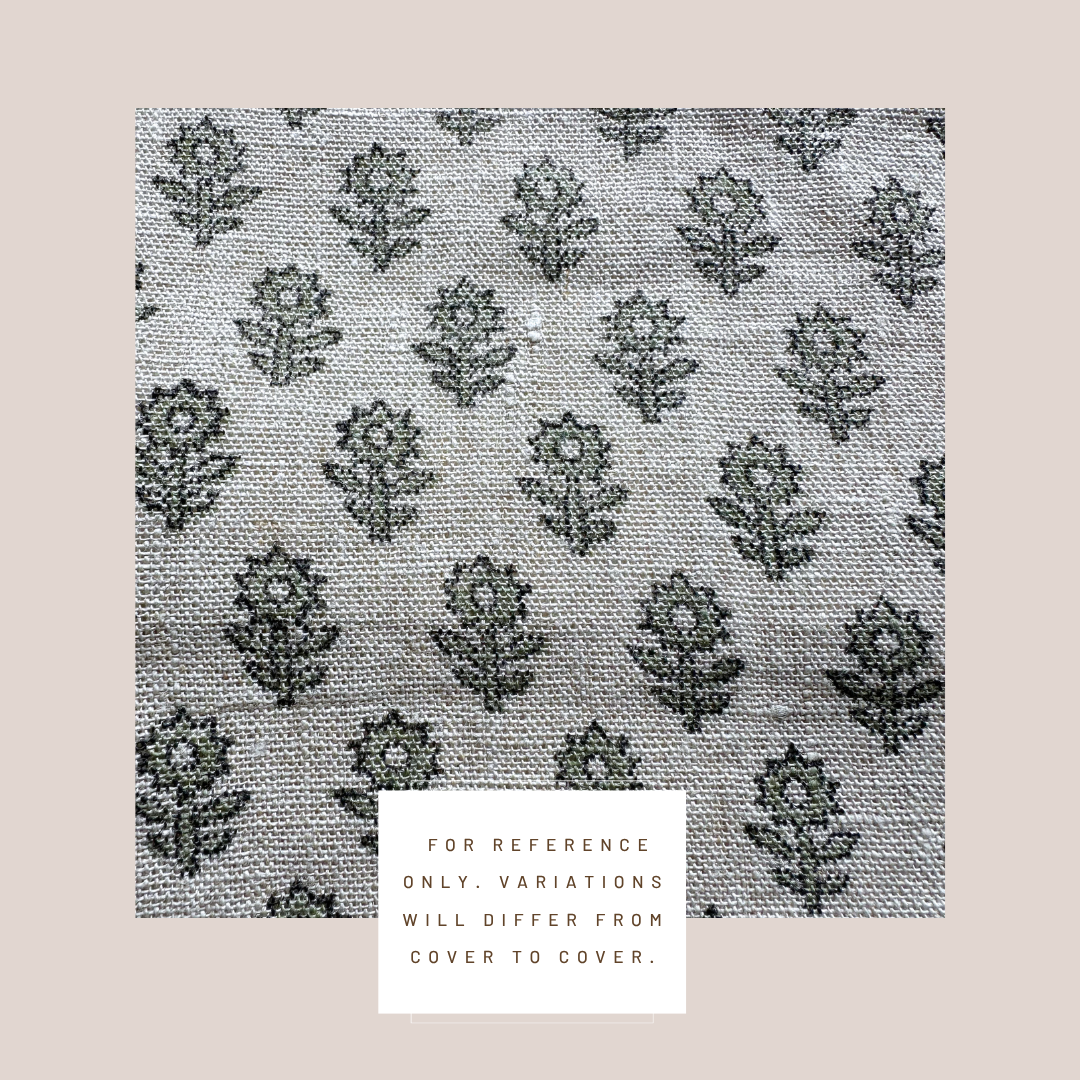 **ARTISAN VARIATION** Mori Floral Block Printed Pillow Cover | Sage Green | Long Lumbar