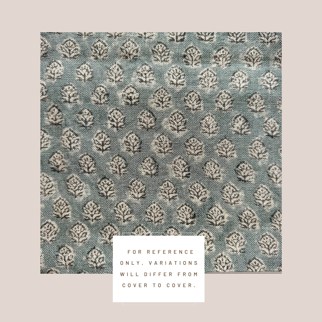 ** ARTISAN VARIATION **  Luna Floral Block Printed Pillow Cover | Blue/Teal | Lumbar