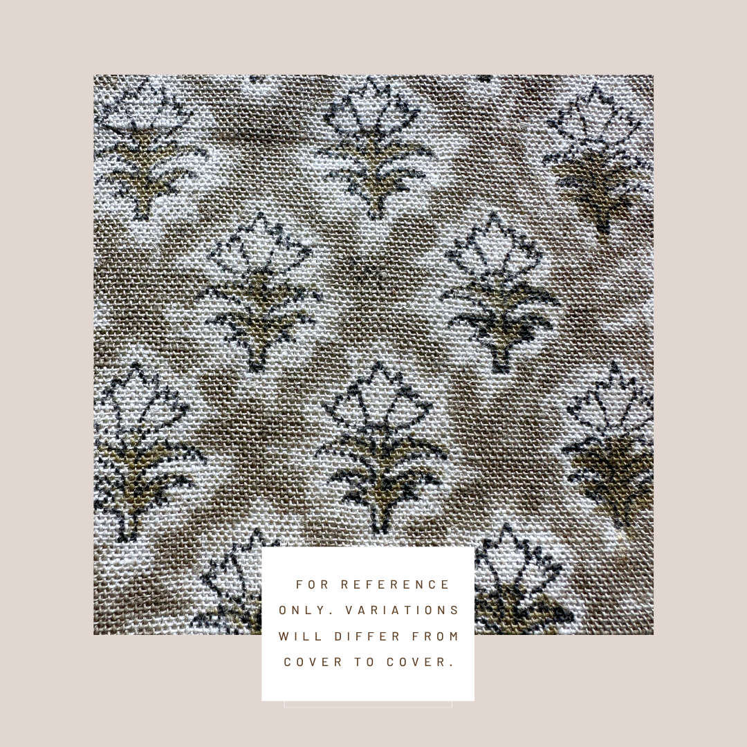 **ARTISAN VARIATION** Rhea Floral Block Printed Pillow Cover | Mustard | Long Lumbar