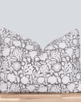 Dara Floral Block Printed Pillow Cover | Grey | Lumbar