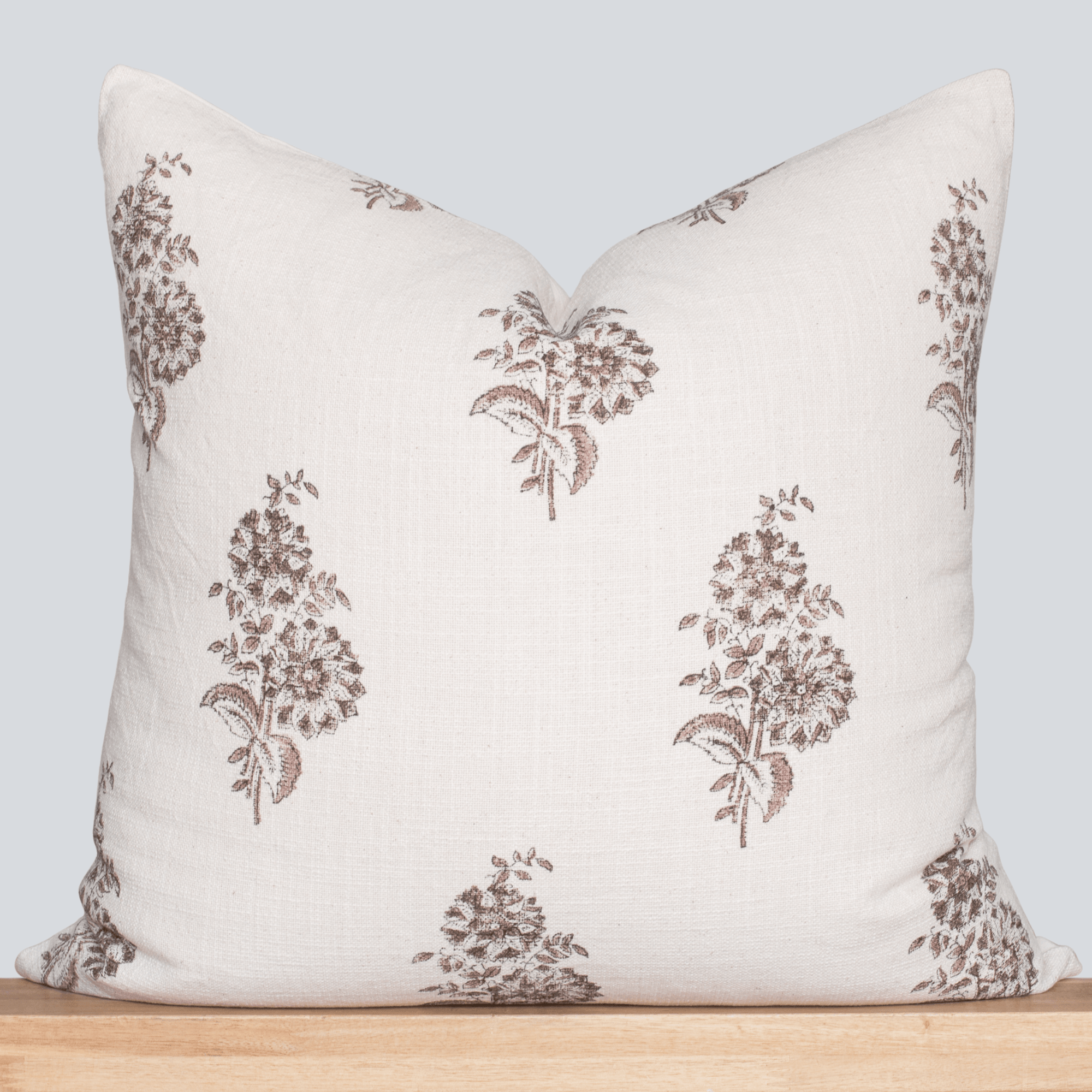 Marisol Floral Block Printed Pillow Cover | Brown
