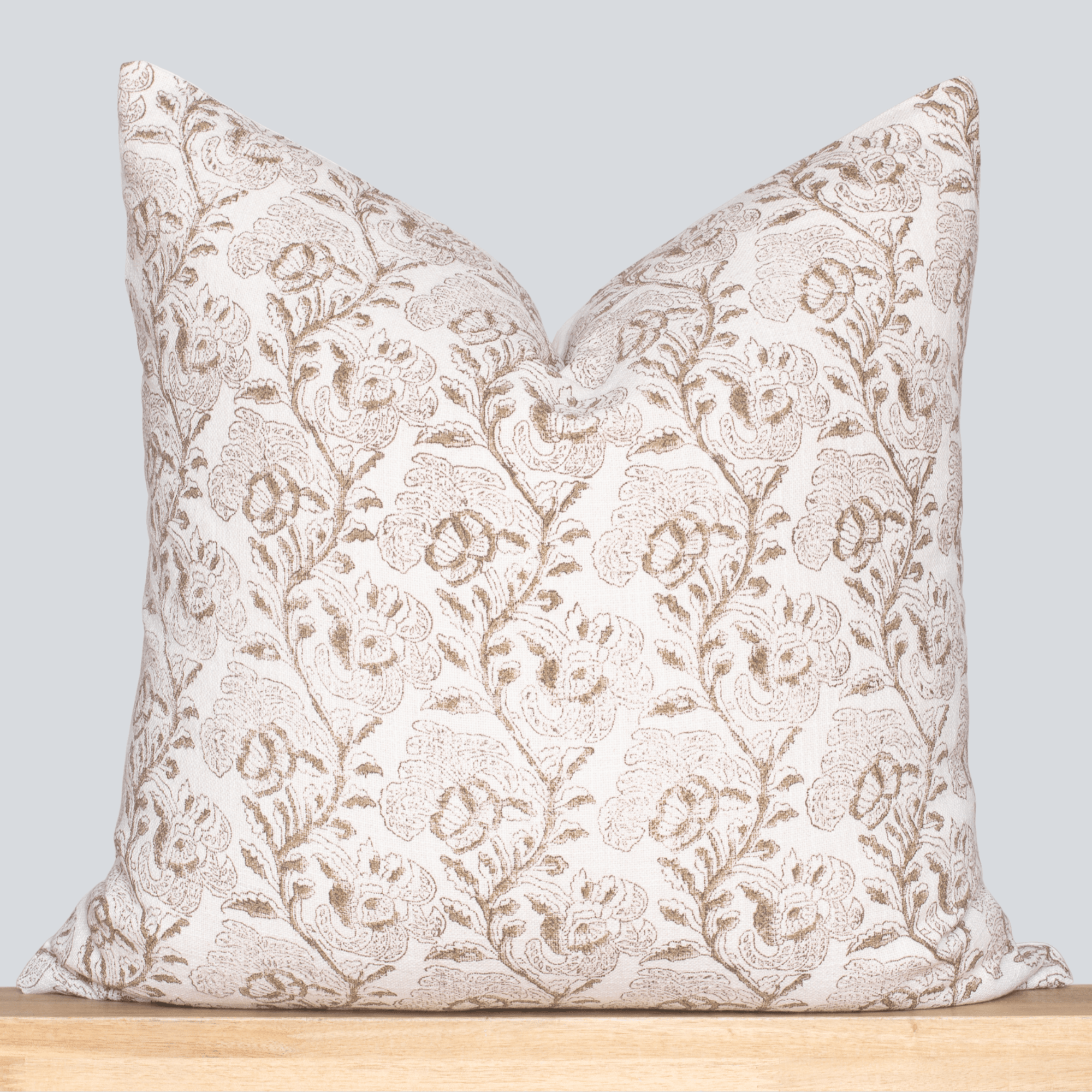 Magnolia Floral Block Printed Pillow Cover | Burgundy, Mustard