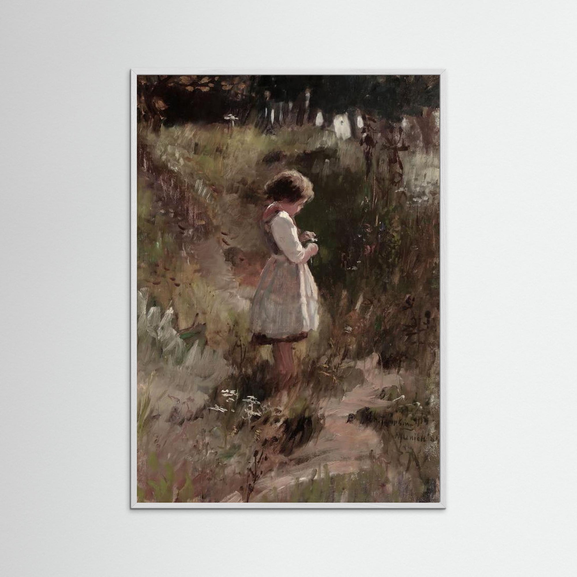 Among the Wildflowers Art Print White Wood No border