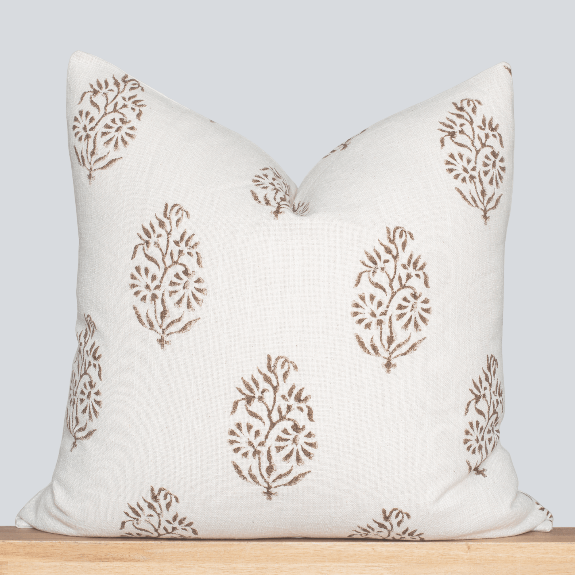 Solana Floral Block Printed Pillow Cover | Brown
