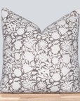 Dara Floral Block Printed Pillow Cover | Grey