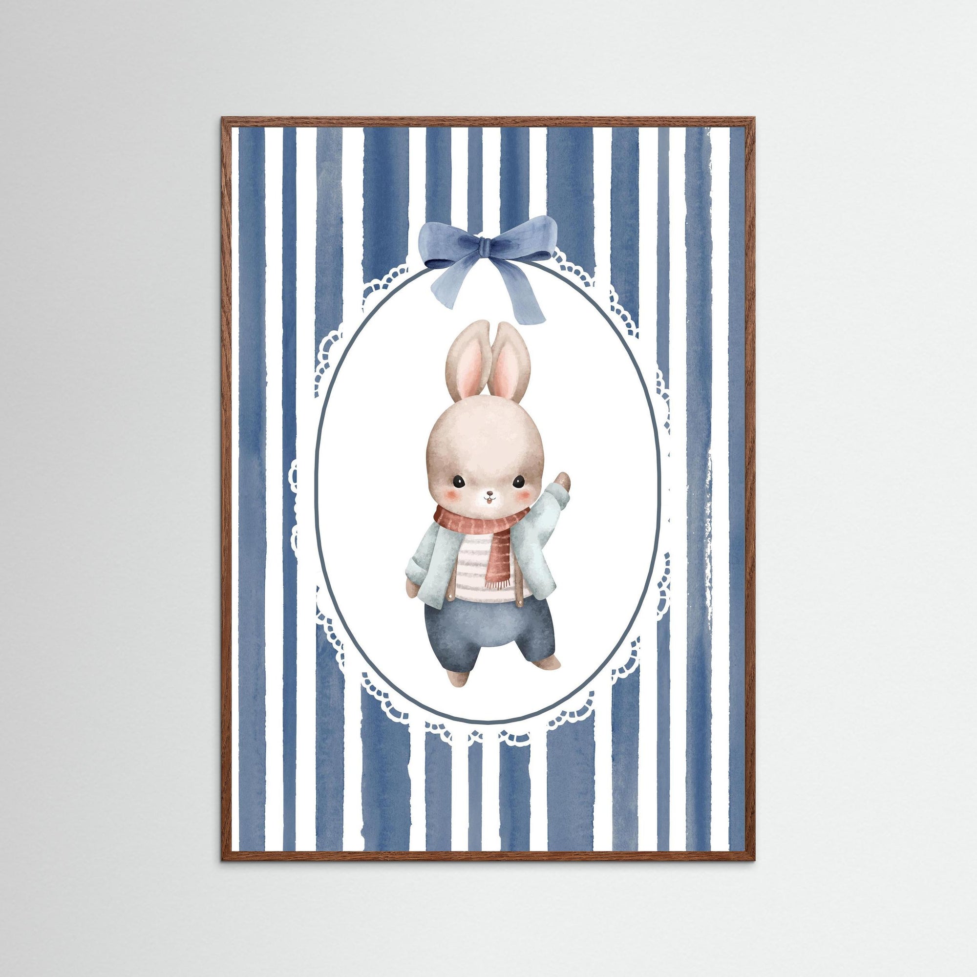 Bunny Illustration | Boys Room &amp; Nursery Wall Decor Oak Dark