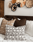 Laurel Floral Block Printed Pillow Cover | Chocolate Brown | Lumbar