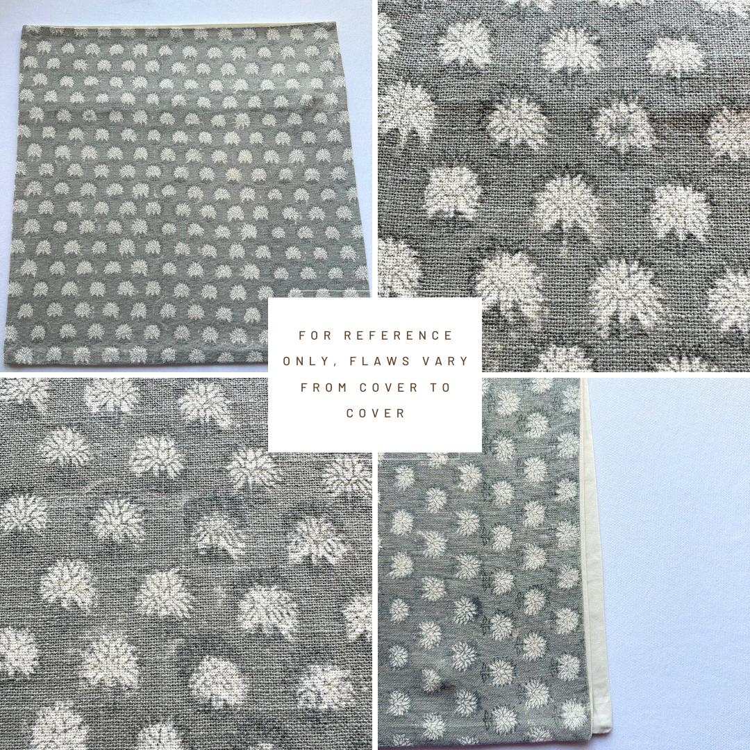 **FLAWED** Augustine Floral Block Printed Pillow Cover | Grey