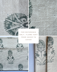 **FLAWED** Devi Floral Block Printed Pillow Cover | Teal Green/Blue | Long Lumbar