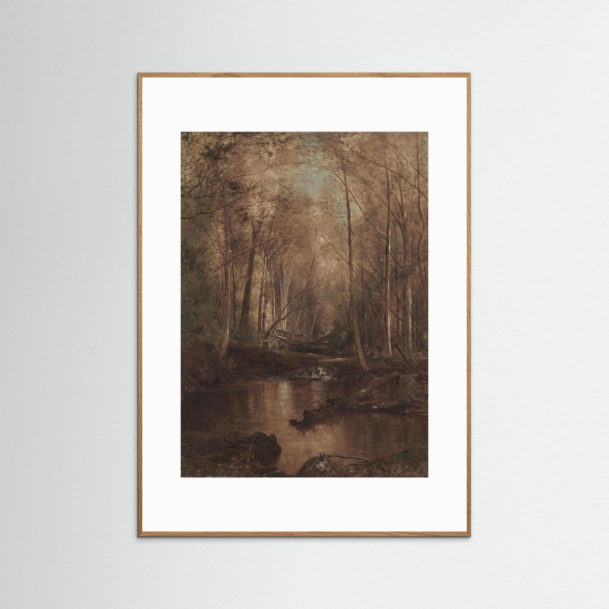 Woodland Creek Landscape Fine Art Print Oak Nature White