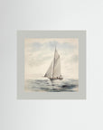 Soft Neutral Ocean Sailboat Print No Frame Grey