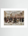 Vintage Parisian Street Scene Art Print No Frame White