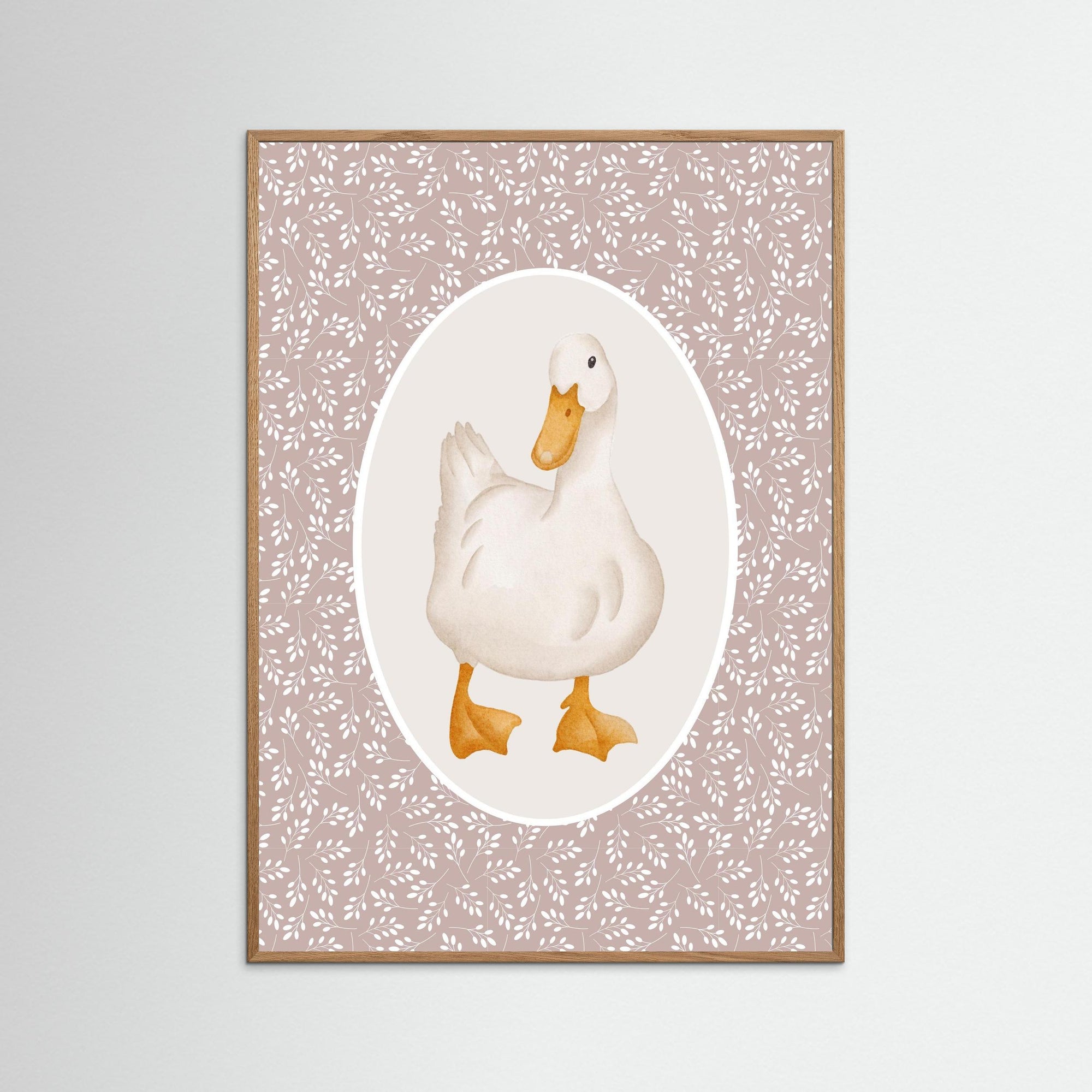 Duck Pink Botanical Art Print | Children's Room &amp; Nursery Wall Art Oak Nature