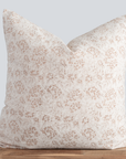** ARTISAN VARIATION ** Abril Floral Block Printed Pillow Cover | Light Brown/Rose