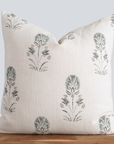 ** ARTISAN VARIATION ** Devi Floral Block Printed Pillow Cover | Teal /Blue
