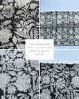 **FLAWED** Burgos Floral Block Printed Pillow Cover | Black | Lumbar