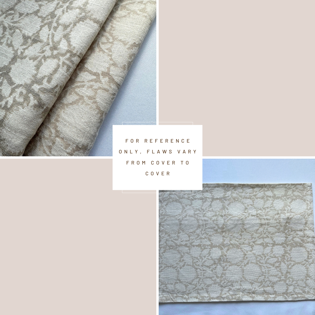 **FLAWED** Luana Floral Block Printed Pillow Cover | Beige/Brown | Lumbar