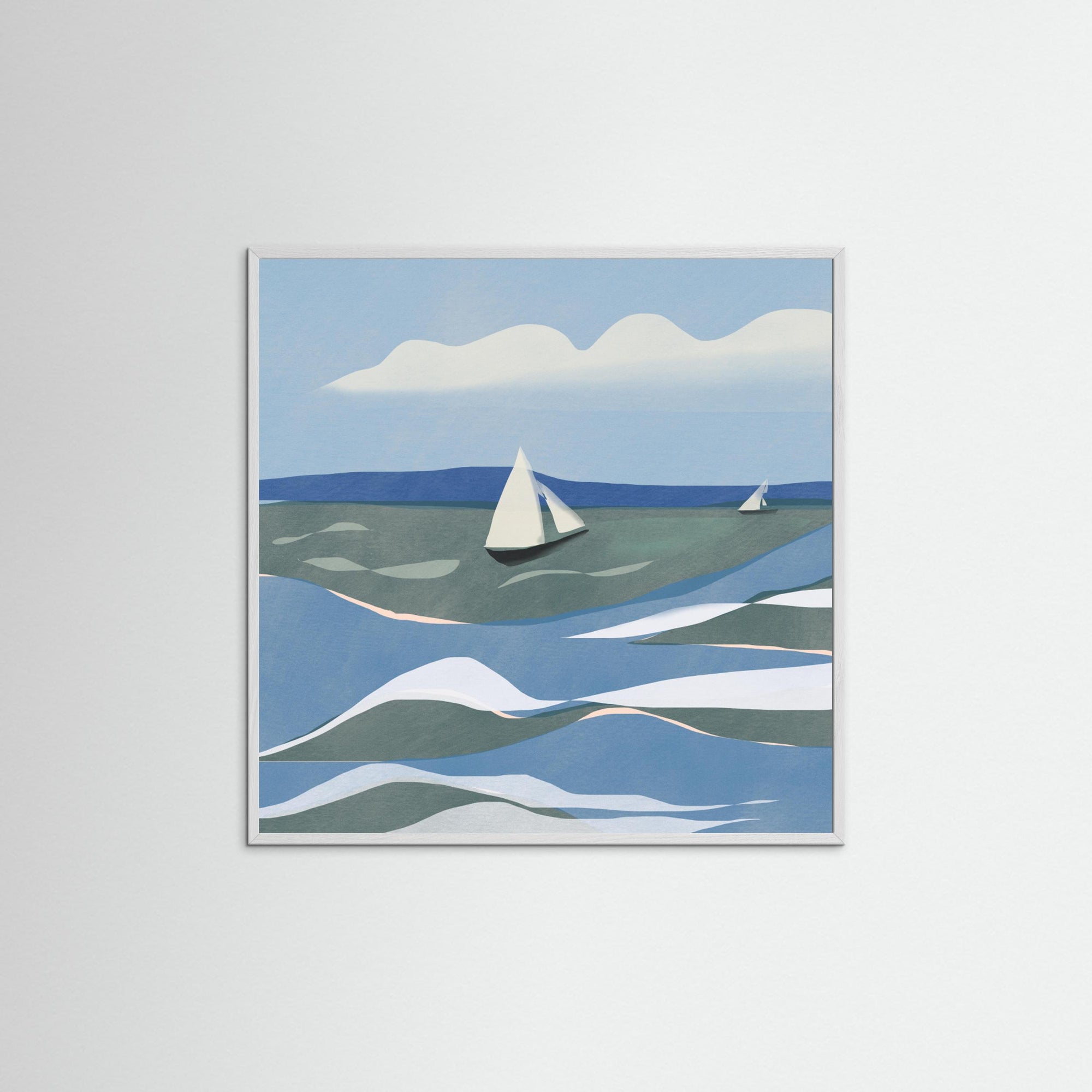 Rough Sea by Little Dean White Wood No border