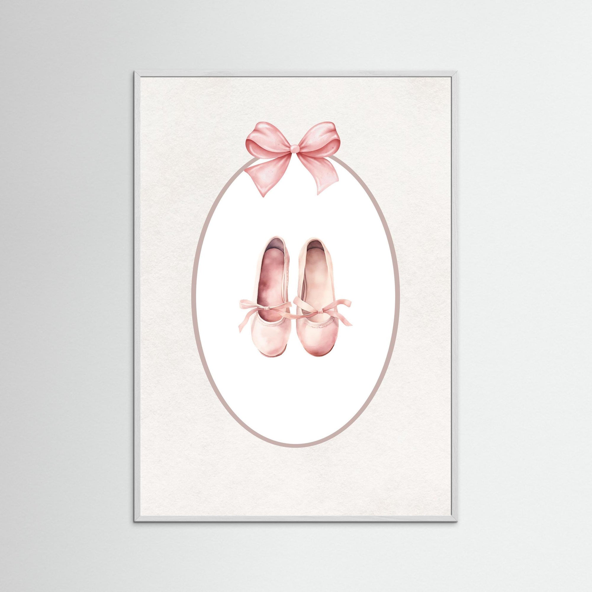 Pink Shoes Art Print | Girls Room &amp; Nursery Wall Art White Wood