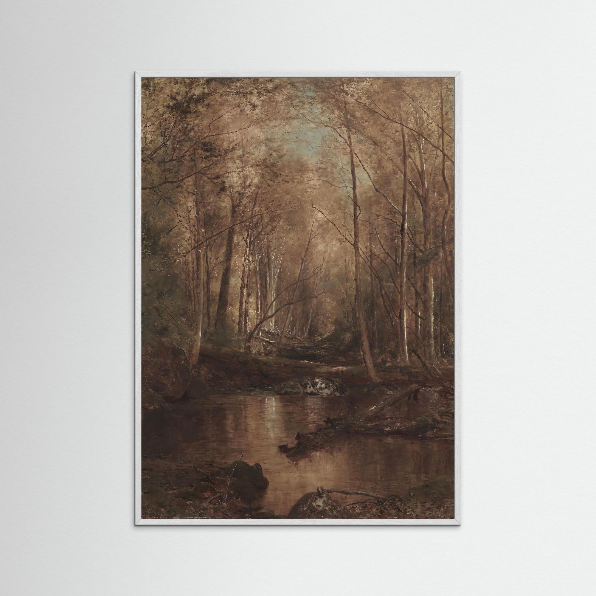 Woodland Creek Landscape Fine Art Print White Wood No border