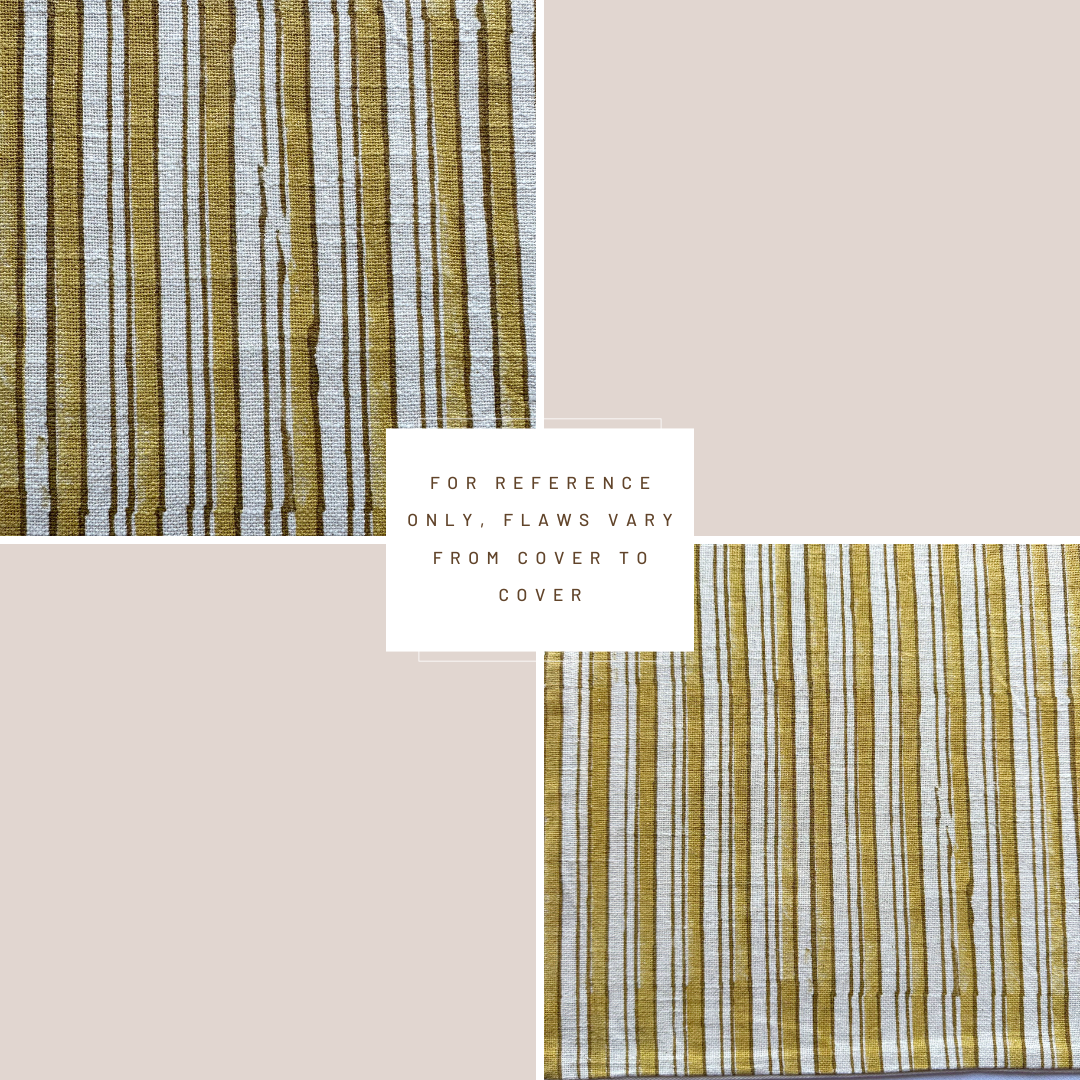 **FLAWED**Campos Striped Hand Block Printed Pillow Cover | Mustard