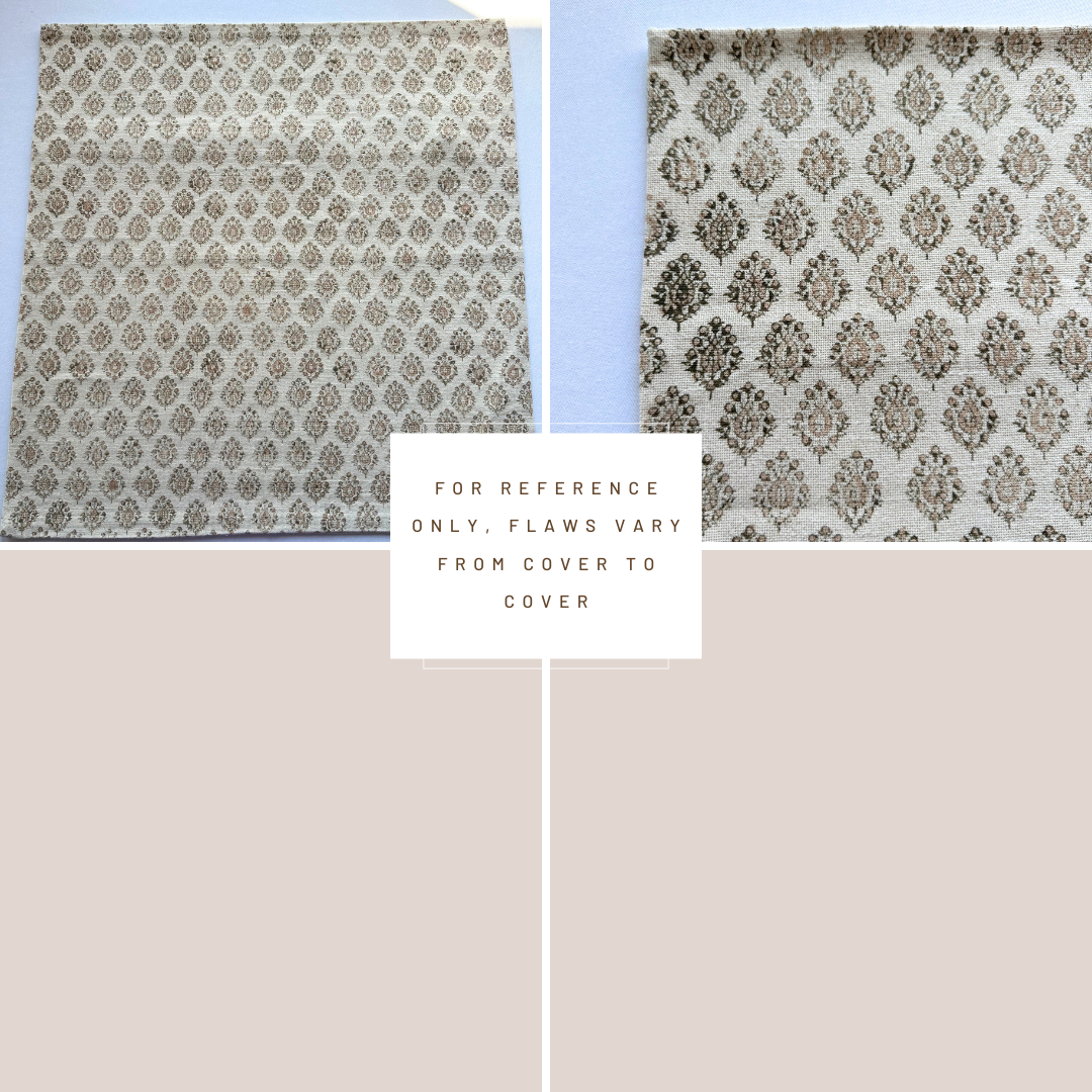 **FLAWED** Marie Block Printed Pillow Cover | Brown + Peach/Salmon