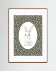Bunny Green Botanical Art Print | Children's Room & Nursery Wall Art Oak Dark White