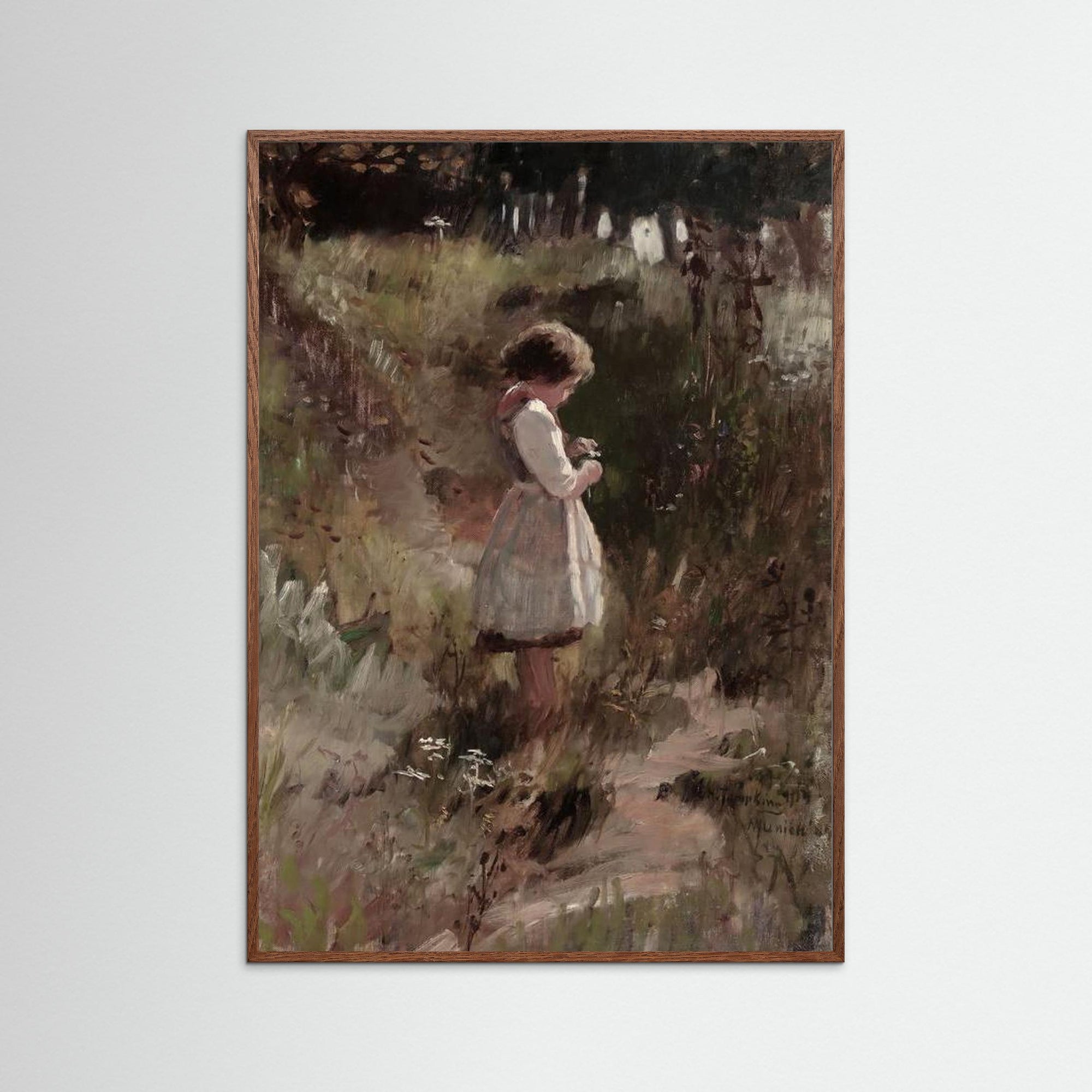 Among the Wildflowers Art Print Oak Dark No border