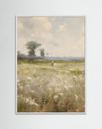 Countryside Field Landscape Art Print White Wood No border