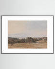 Vintage Pastoral Landscape Art Print Black Wood White