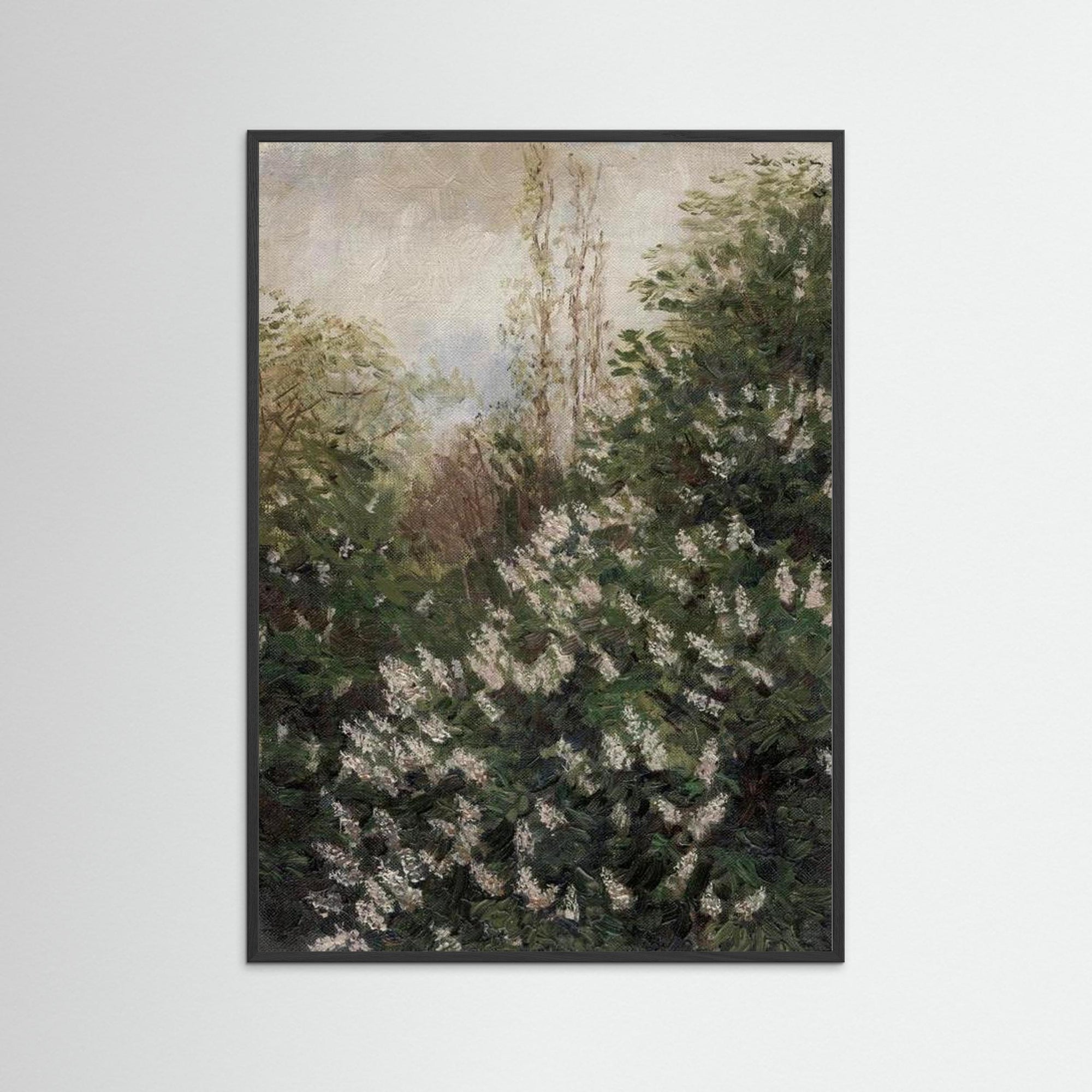 Botanical Blossoms Art Black Wood No border