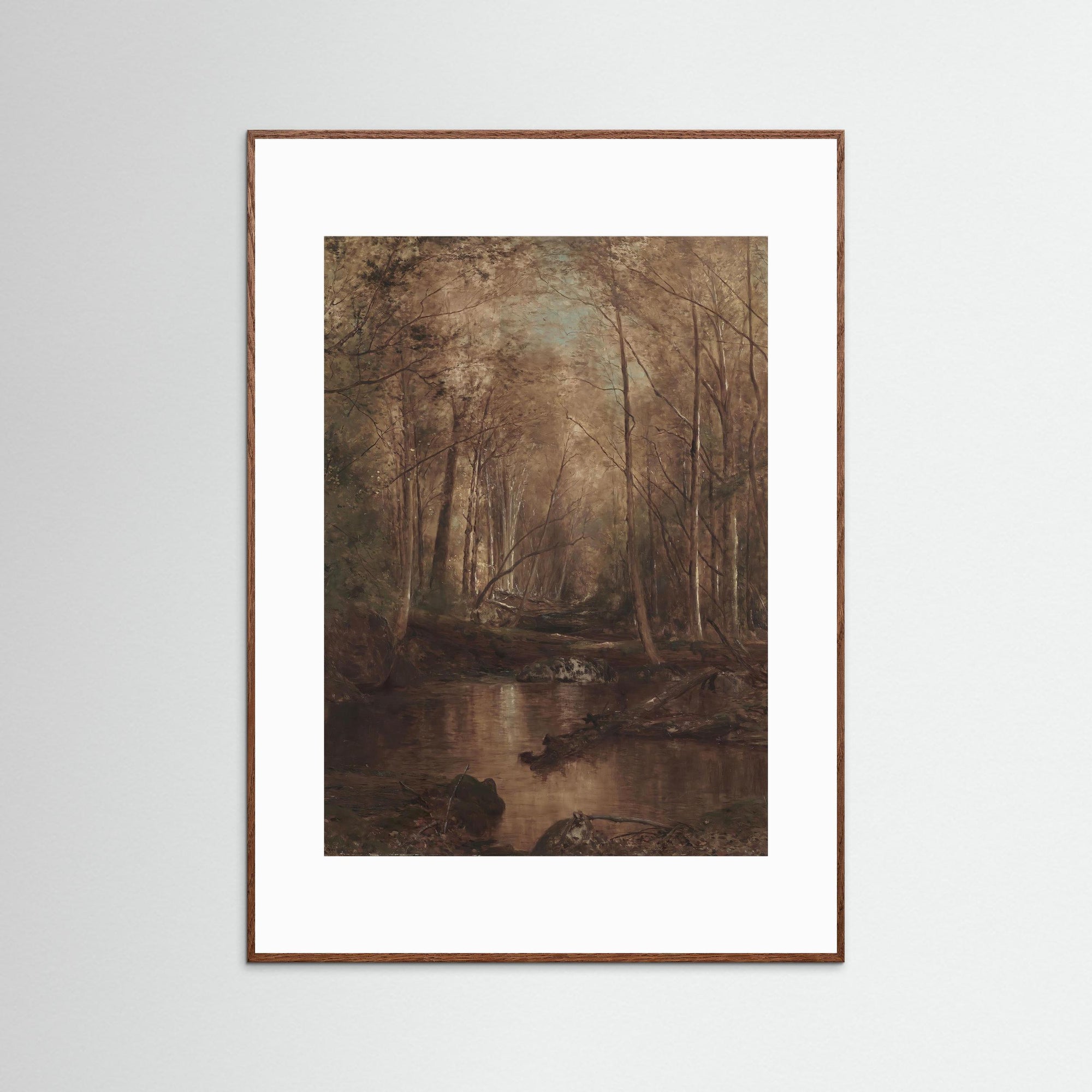 Woodland Creek Landscape Fine Art Print Oak Dark White