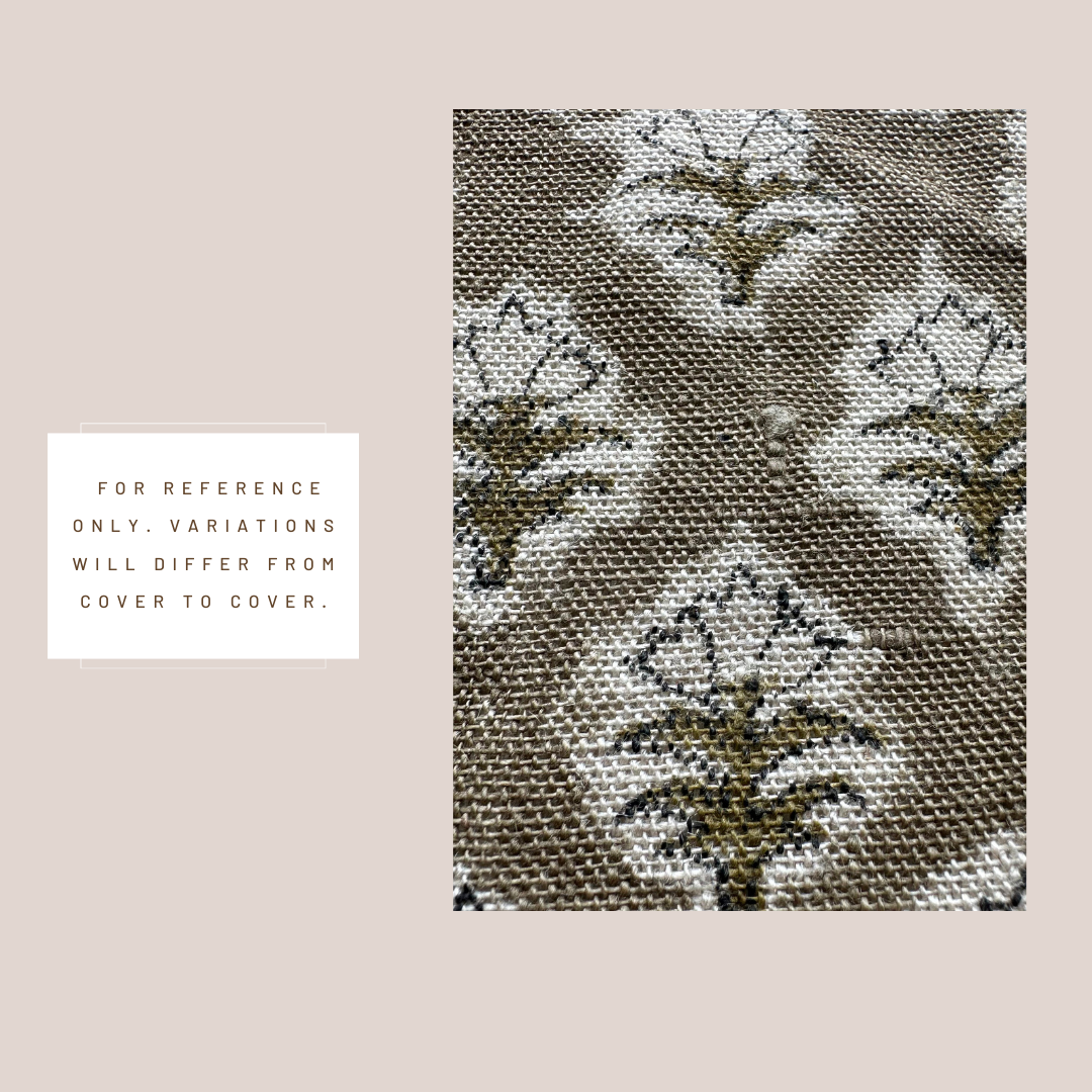 ** ARTISAN VARIATION ** Rhea Floral Block Printed Pillow Cover | Mustard