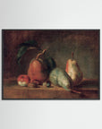 Pears Still Life Painting Art Print Black Wood No border