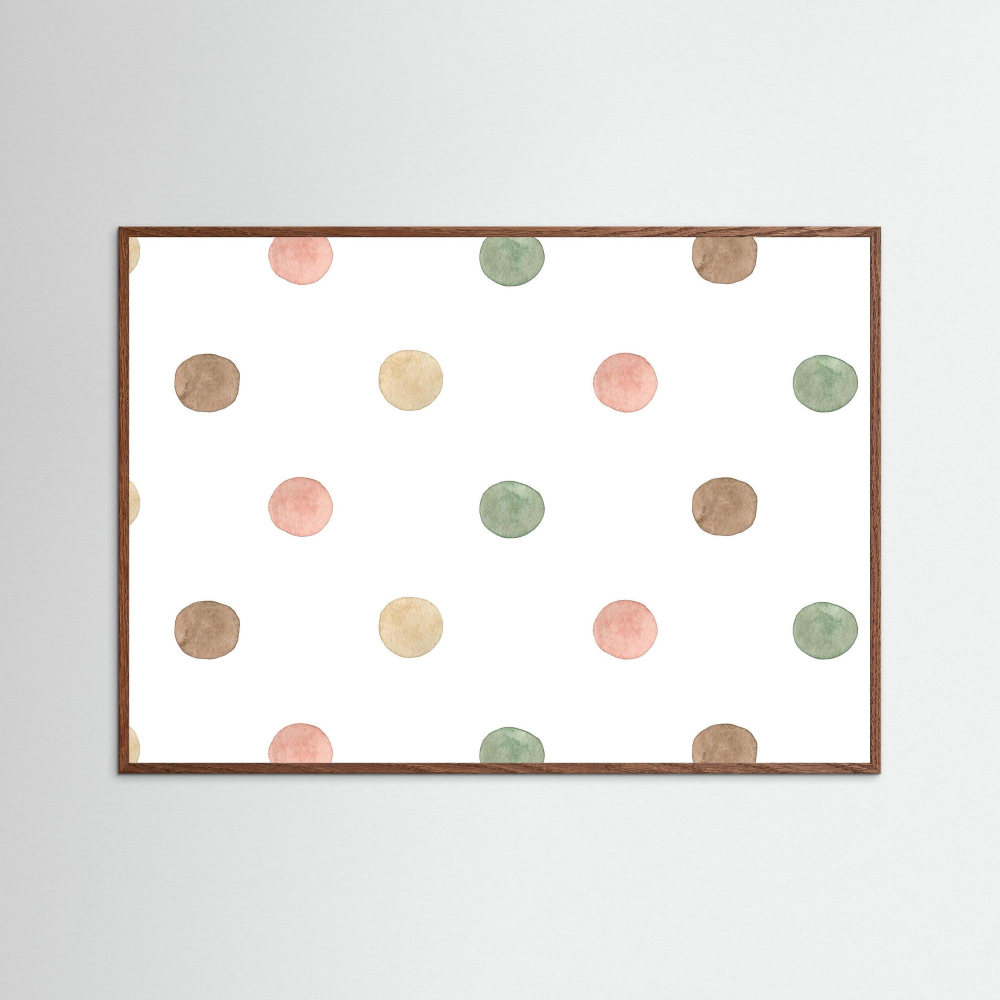 Pastel Polka Dots Wall Art | Kids Room & Nursery Decor Oak Dark
