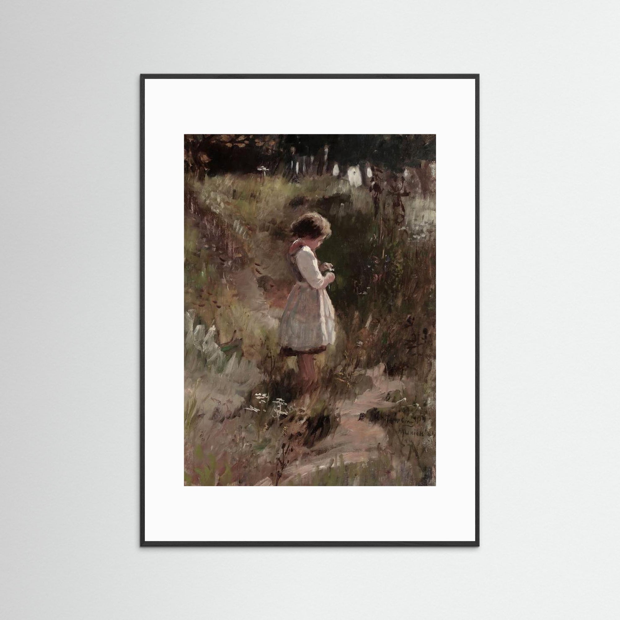Among the Wildflowers Art Print Black Wood White