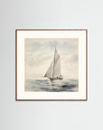 Soft Neutral Ocean Sailboat Print Oak Dark Freja