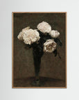 White Floral Vase Art Print Oak Nature No border