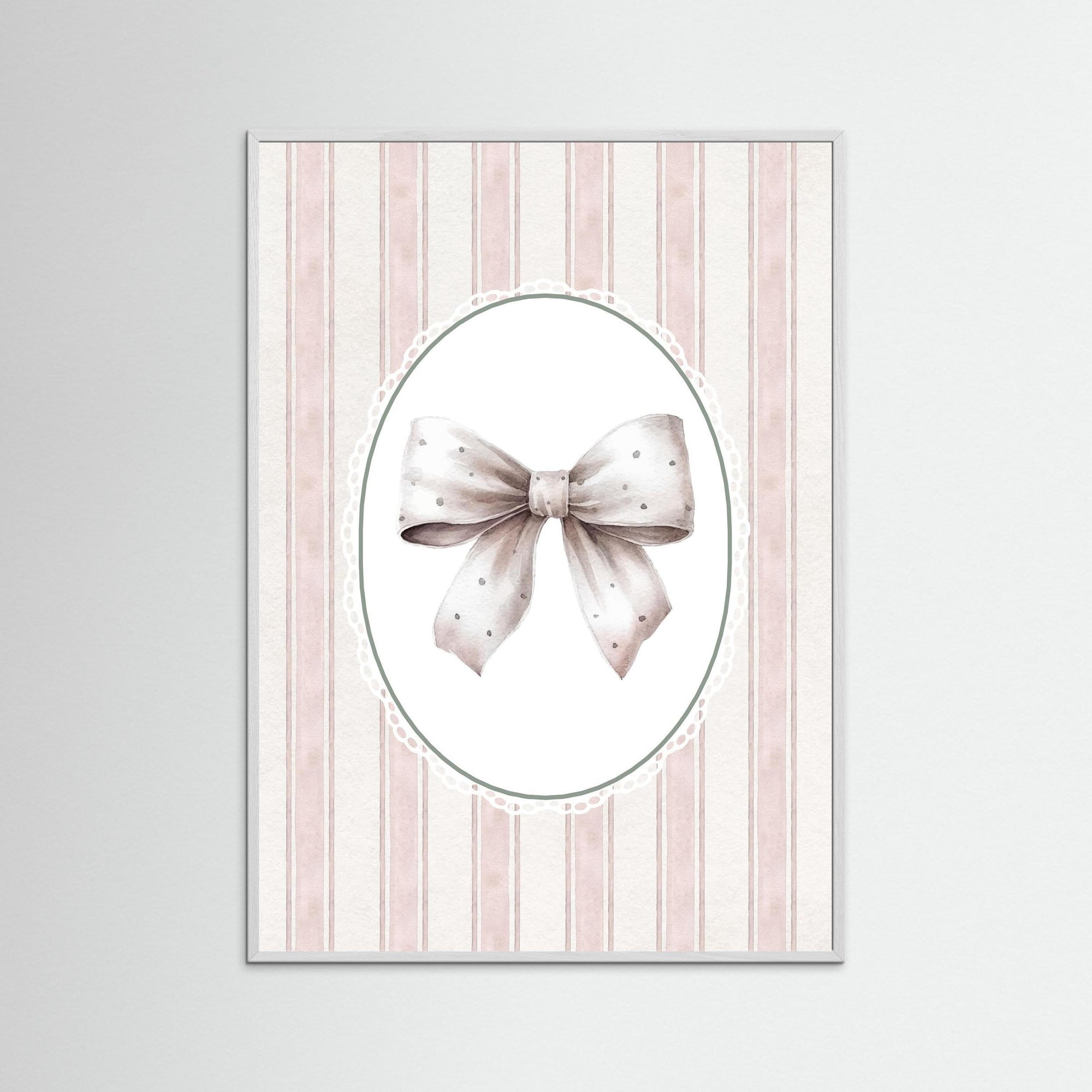 Blush Pink Bow Art Print | Girls Room &amp; Nursery Wall Art White Wood