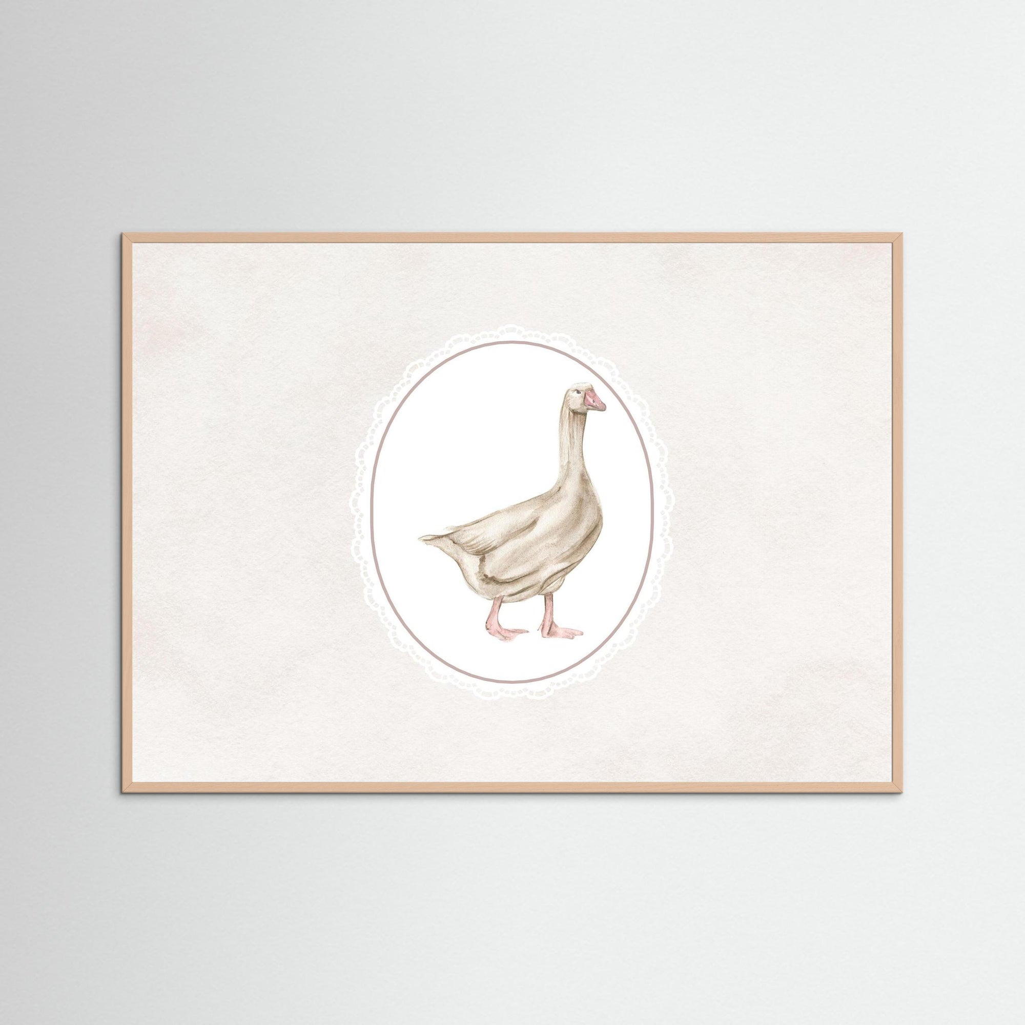 Neutral Goose Art Print | Vintage Farmhouse Wall Art Rose Wood