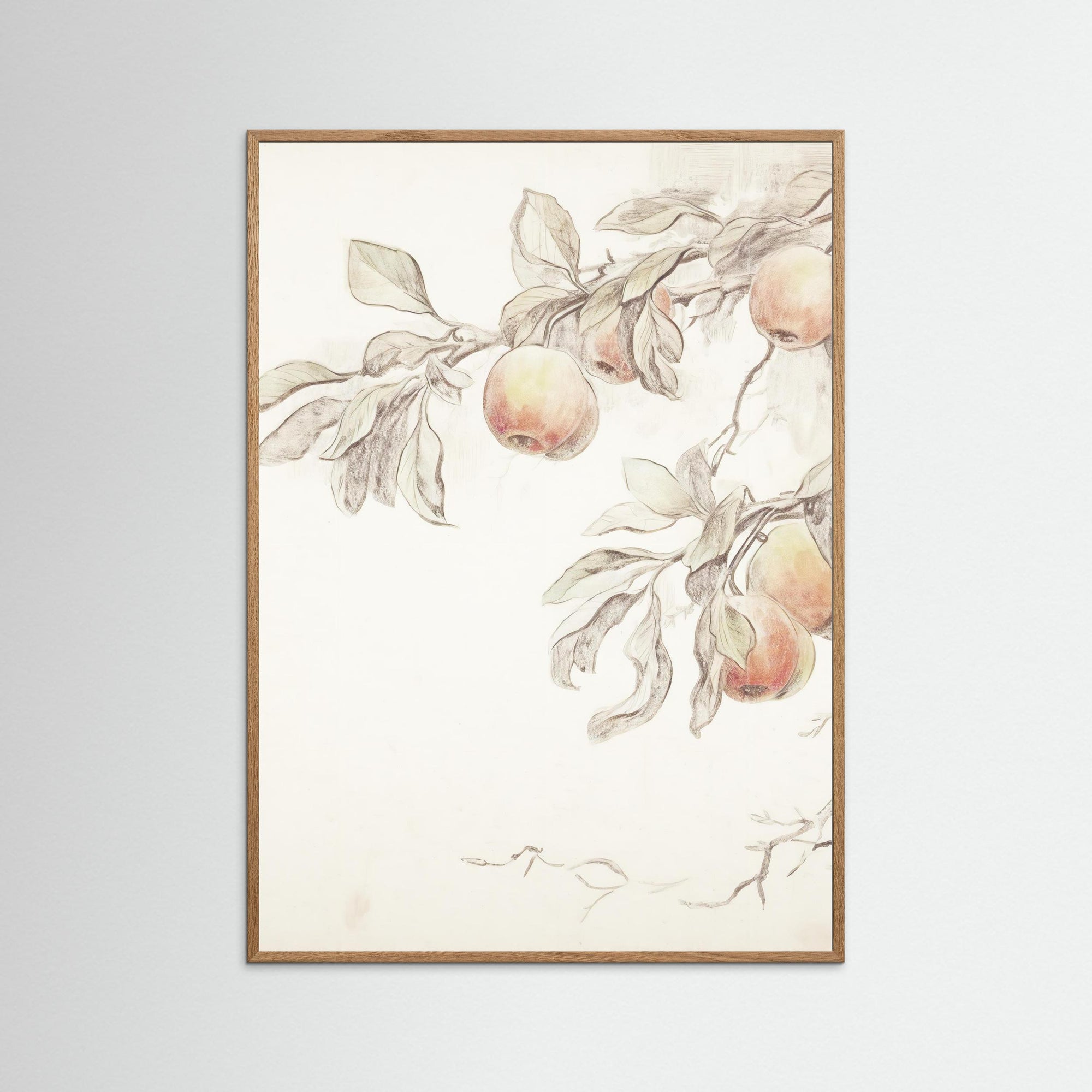 Peach Tree Botanical Art Print Oak Nature No border
