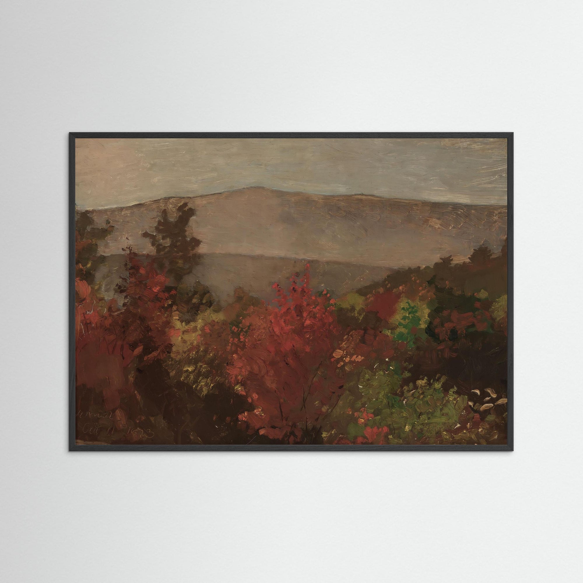Fall Mountain Scenic Fine Art Print Black Wood No border