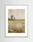 Countryside Field Landscape Art Print Oak Nature White