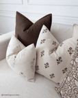 Mia Floral Block Printed Pillow Cover | Brown