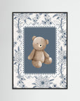 Teddy Bear Art Print | Children's Room & Nursery Wall Art Black Wood