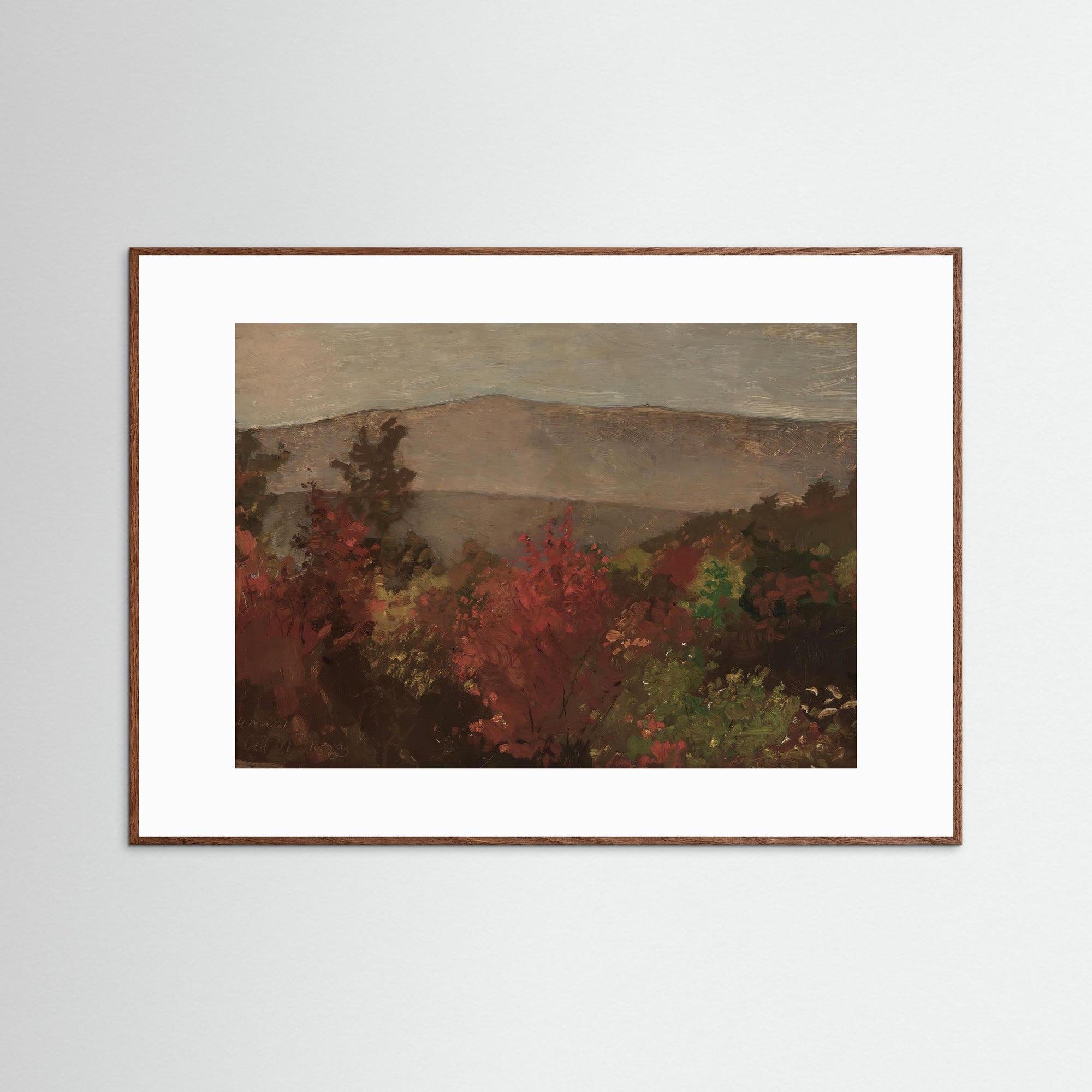 Fall Mountain Scenic Fine Art Print Oak Dark White