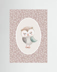 Owl Pink Botanical Art Print | Children's Room & Nursery Wall Art No Frame