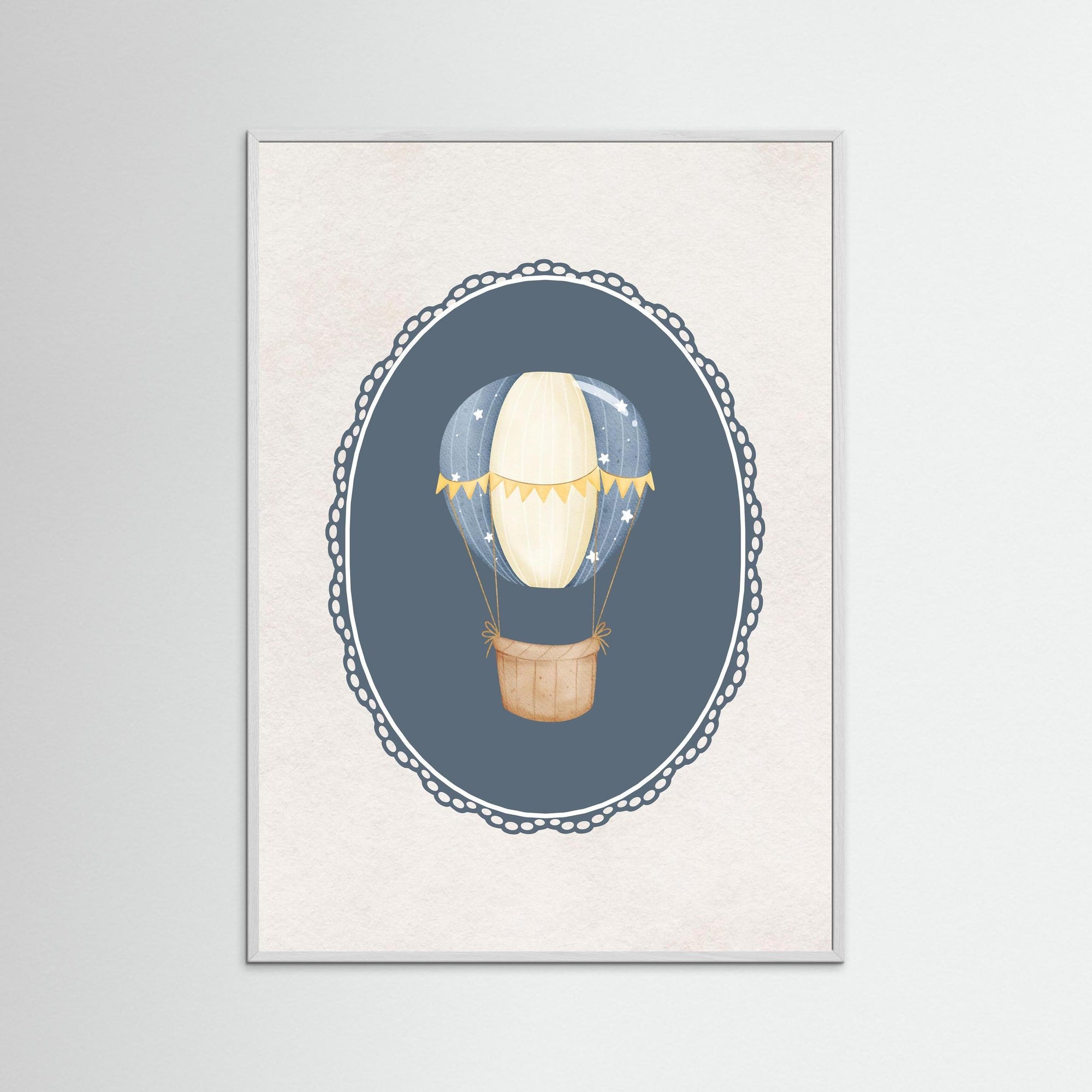 Blue Balloon Wall Art Print | Boys Room &amp; Nursery Decor White Wood