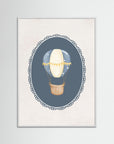 Blue Balloon Wall Art Print | Boys Room & Nursery Decor White Wood